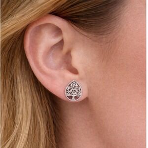 Sterling Silver Tree of Life Stud Earrings 925 Teardrop Boho Nature Jewelry